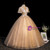 Gold Tulle Sequins Puff Sleeve Appliques Quinceanera Dress