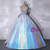 Blue Satin Straps Beading Quinceanera Dress