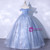 Blue Tulle Sequins Off the Shoulder Quinceanera Dress