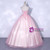 Pink Tulle Strapless White Appliques Quinceanera Dress