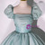 Green Square Puff Sleeve Quinceanera Dress