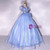 Blue Tulle Suquins Puff Sleeve Quinceanera Dress