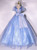 Blue Tulle Suquins Puff Sleeve Quinceanera Dress
