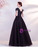 In Stock:Ship in 48 Hours Black Tulle V-neck Cap Sleeve Prom Dress