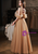 In Stock:Ship in 48 Hours Gold Tulle Pleats Prom Dress
