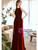 In Stock:Ship in 48 Hours Burgundy Velvet Halter Prom Dress