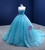 Blue Tulle Sweetheart Appliques Beading Prom Dress