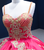 Fuchsia Satin Tulle Spaghetti Straps Appliques Prom Dress