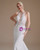 White Mermaid Halter Deep V-neck Appliques Wedding Dress