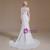 White Mermaid Long Sleeve Appliques Beading Button Wedding Dress