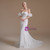 White Mermaid Lace Sweetheart Beading Pearls Wedding Dress