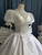 White Satin High Neck Short Sleeve Beading Wedding Dress