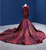 Burgundy Mermaid Long Sleeve V-neck Appliques Prom Dress