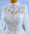 White Long Sleeve High Neck Beading Wedding Dress