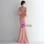 In Stock:Ship in 48 Hours Pink Mermaid Long Sleeve Appliques Prom Dress