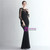 In Stock:Ship in 48 Hours Black Mermaid Long Sleeve Appliques Prom Dress