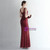 In Stock:Ship in 48 Hours Burgundy Sequins Beading Long Prom Dress