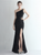 In Stock:Ship in 48 Hours Black Sequins One Shoulder Prom Dress