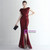 In Stock:Ship in 48 Hours Burgundy Sequins Cap Sleeve Prom Dress