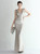 In Stock:Ship in 48 Hours Silver V-neck Sequins Pleats Beading Party Dress