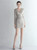 In Stock:Ship in 48 Hours Silver Sequins Long Sleeve Mini Party Dress