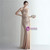 In Stock:Ship in 48 Hours Gold Sequins Halter Beading Party Dress