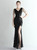In Stock:Ship in 48 Hours Black V-neck Sequins Beading Party Dress