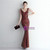 In Stock:Ship in 48 Hours Burgundy Sequins Beading V-neck Party Dress