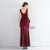 In Stock:Ship in 48 Hours Burgundy Sequins V-neck Pleats Party Dress