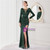 In Stock:Ship in 48 Hours Green Sequins Long Sleeve Split Party Dress