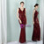 In Stock:Ship in 48 Hours V-neck Sequins Burgundy Party Dress