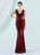 In Stock:Ship in 48 Hours Burgundy Deep V-neck Sequins Beading Party Dress 