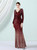 In Stock:Ship in 48 Hours Burgundy Long Sleeve Sequins Party Dress