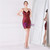 In Stock:Ship in 48 Hours Sexy Burgundy Sequins Mini Party Dress