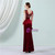 In Stock:Ship in 48 Hours Burgundy Velvet Beading Sequins Party Dress