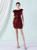 In Stock:Ship in 48 Hours Burgundy Sequins Cap Sleeve Short Party Dress