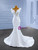 White Mermaid Satin Pearls Pleats Wedding Dress