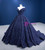 Navy Blue Ball Gown Off the Shoulder Prom Dress