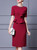 Burgundy Sheath Short Sleeve Beading Mother Of The Bride Dress