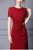 Burgundy Lace Short Sleeve Mother Of The Bride Dress
