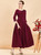 Burgundy V-neck 3/4 Sleeve Appliques Mother Of The Bride Dress