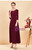 Burgundy V-neck 3/4 Sleeve Appliques Mother Of The Bride Dress