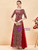 Burgundy Tulle Lace Short SleeveMother Of The Bride Dress