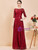 Burgundy Embroidery Lace Short Sleeve Mother Of The Bride Dress