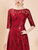 Burgundy Embroidery Lace Short Sleeve Mother Of The Bride Dress