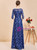 Dark Blue Embroidery Lace Short Sleeve Mother Of The Bride Dress