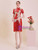 Red Sheath Sequins Appliques Pearls Mother Of The Bride Dress