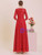 Red Sequins Lace 3/4 Sleeve Mother Of The Bride Dress