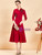 Dark Red V-neck 3/4 Sleeve Beading Mother Of The Bride Dress