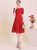 Dark Red Sequins Short Sleeve Knee Length Mother Of The Bride Dress